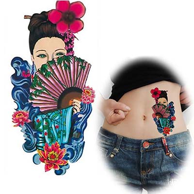 Chinese Ancient costume women design flower Water Transfer Temporary Tattoo(fake Tattoo) Stickers NO.10694